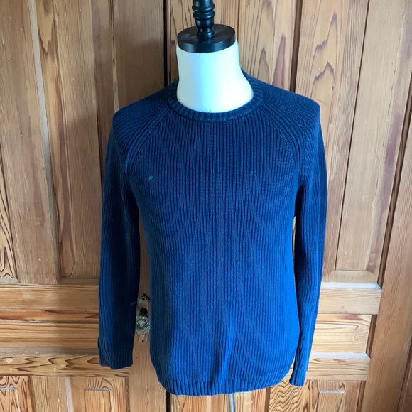 Zara 100% cotton crewneck sweater, dark navy blue - Picture 1 of 9